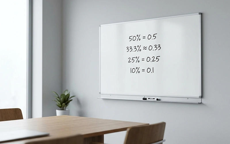 Lavagna con numeri e percentuali per analisi sportiva