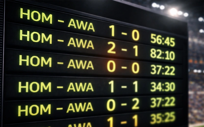 Tabellone elettronico con risultati di partite in corso